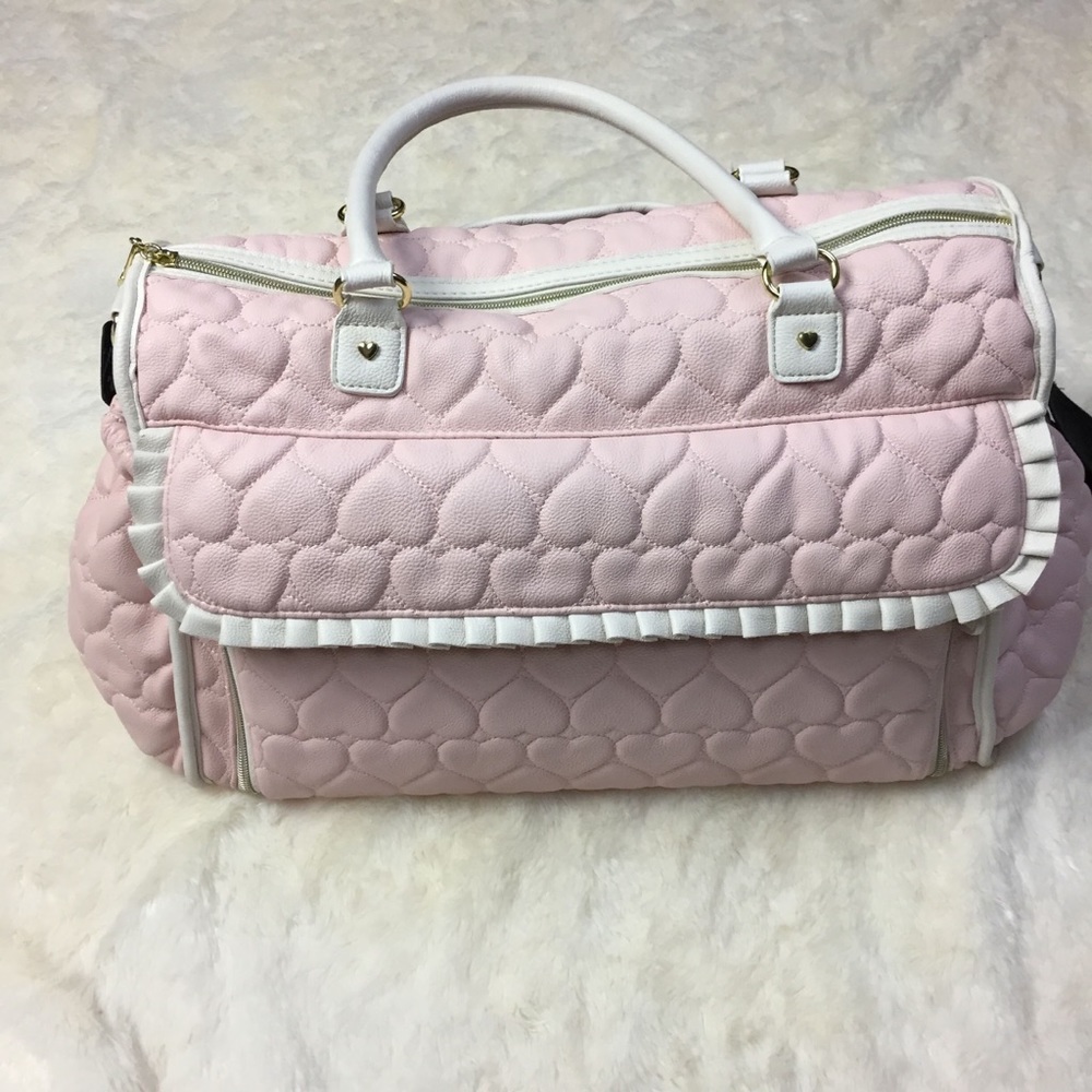 NWOT Betsy Johnson Pink Quilted Hearts Diaper Bag